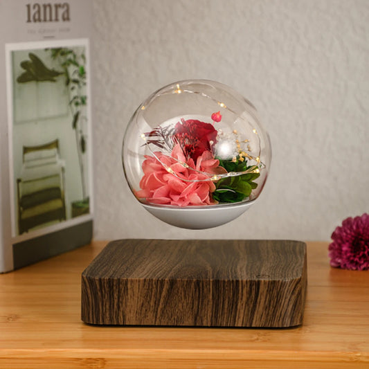 Levitating Preserved Flower Rotation Flower Lamp