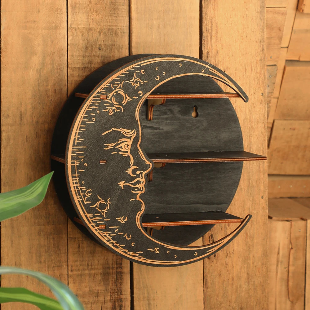 Man in the Moon Wooden Wall Shelf