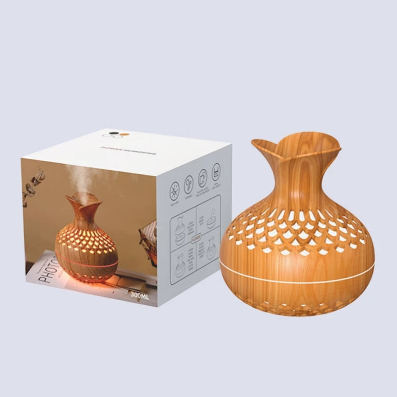 Wood Grain Mini Vase Air Humidifier & Essential Oil Diffuser