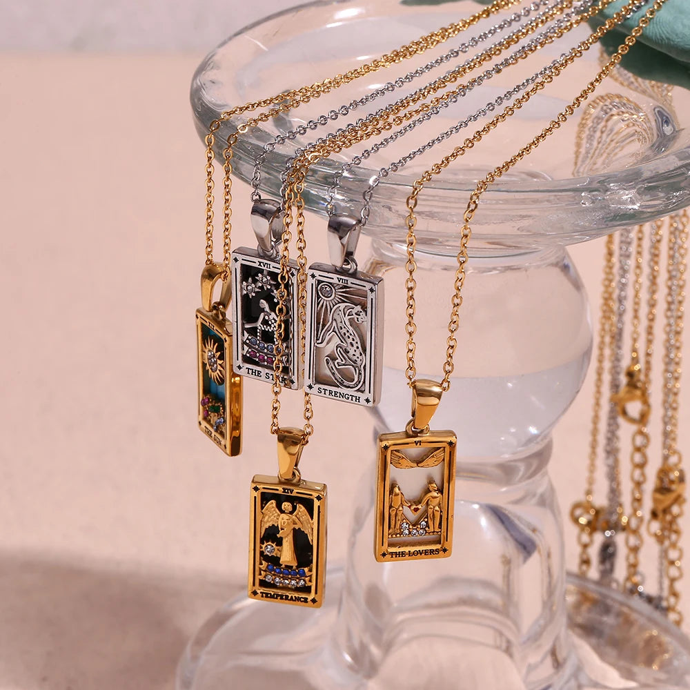 18K Gold Plated Tarot Card Necklaces