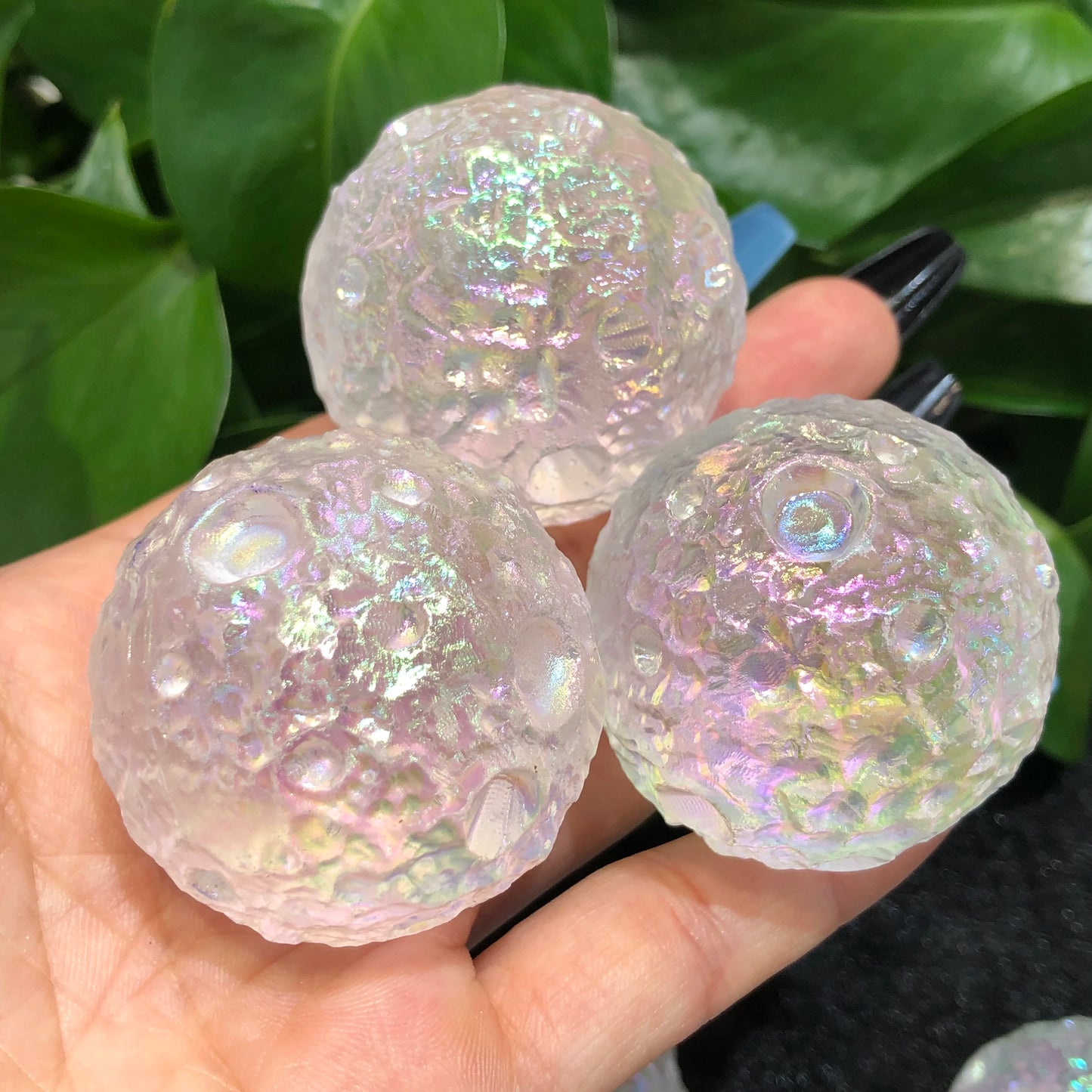 Angel Aura Clear Quartz Moon Meteorite Spheres