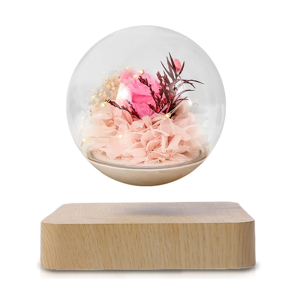 Levitating Preserved Flower Rotation Flower Lamp