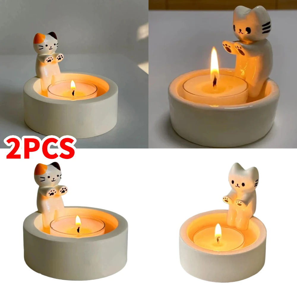 1-2pc Kitten Candle Holder