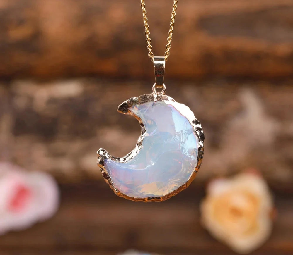 Assorted Crystal Crescent Moon Necklaces