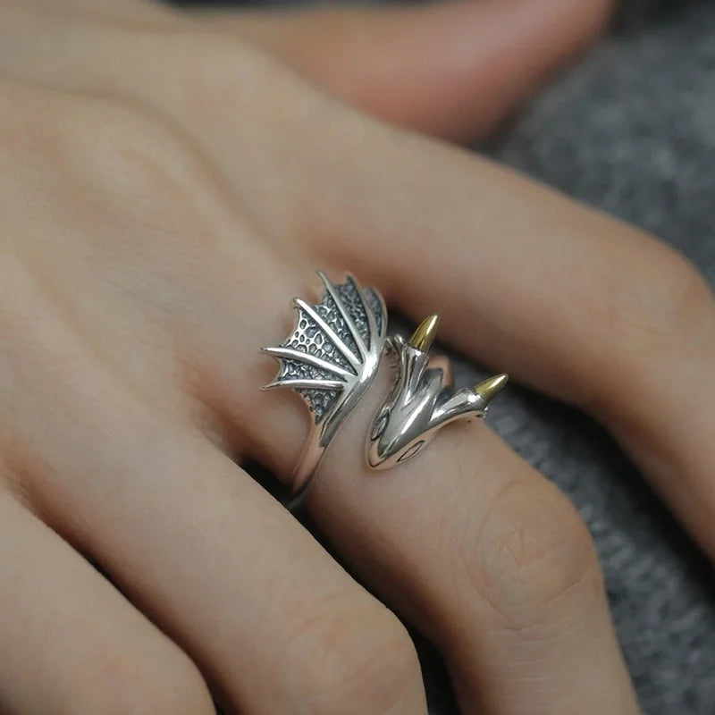 Assorted Adjustable Sterling Silver Dragon Wing Rings