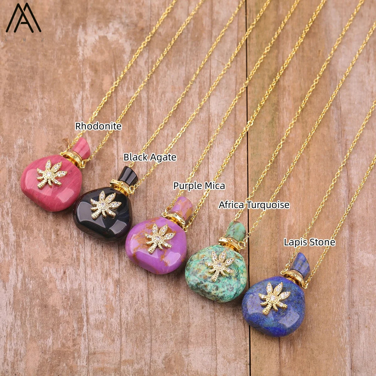 Natural Crystal Perfume Bottle Necklaces