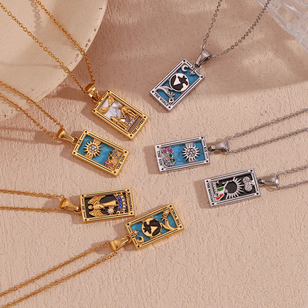 18K Gold Plated Tarot Card Necklaces