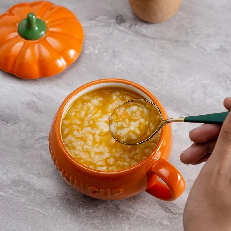 Ceramic Pumpkin Cups/Bowls with Spoons