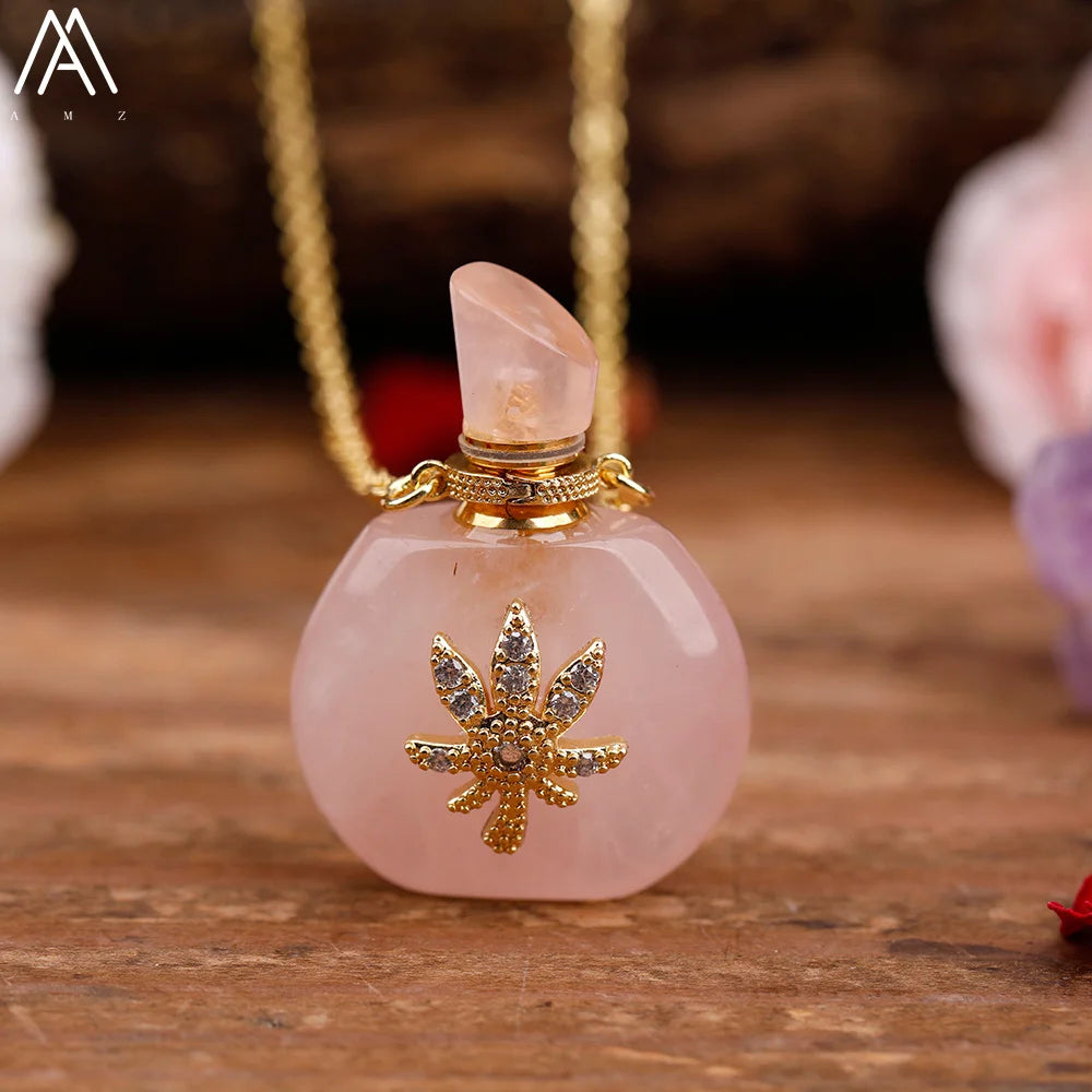 Natural Crystal Perfume Bottle Necklaces