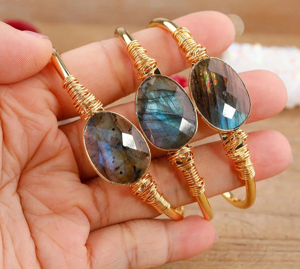 Faceted Multi-Stone Choice Copper Cuff Bracelet