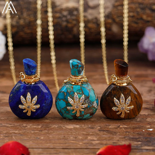 Natural Crystal Perfume Bottle Necklaces