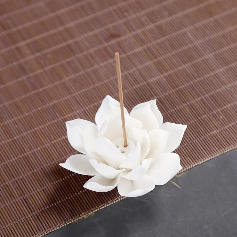 Ceramic White Lotus Incense Burner