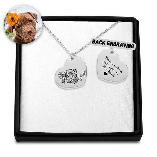 Pet Portrait Heart Necklace