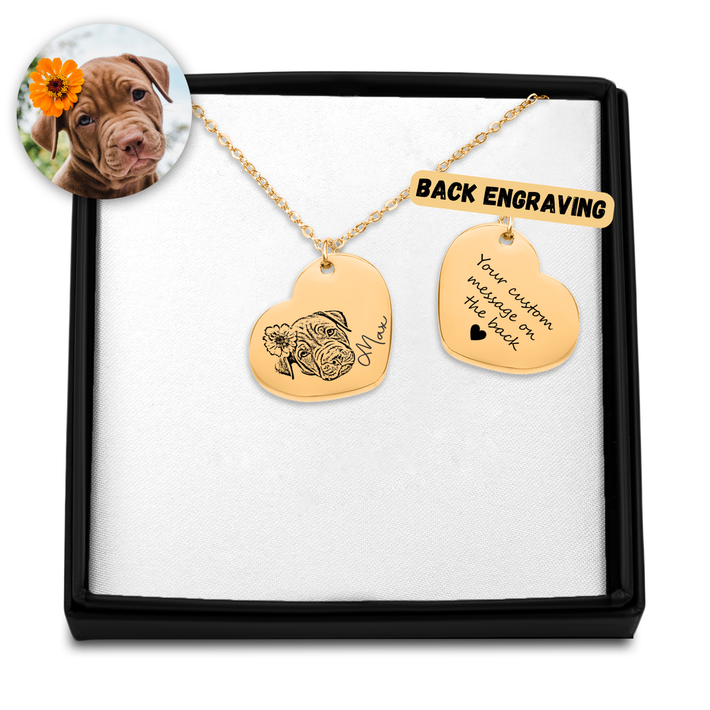 Pet Portrait Heart Necklace