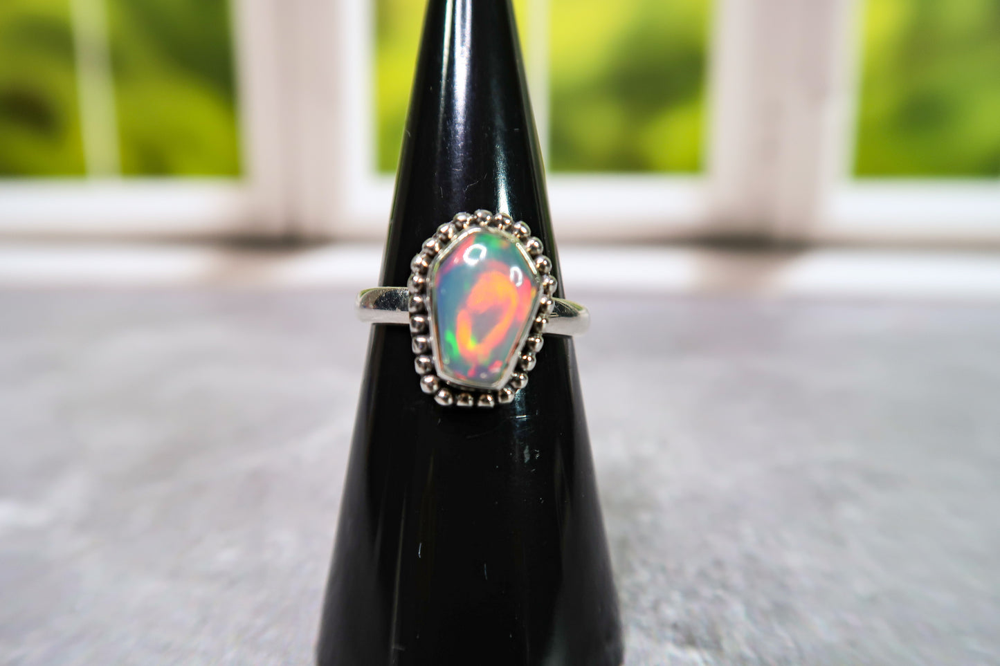 Vibrant Ethiopian Opal Coffin Rings