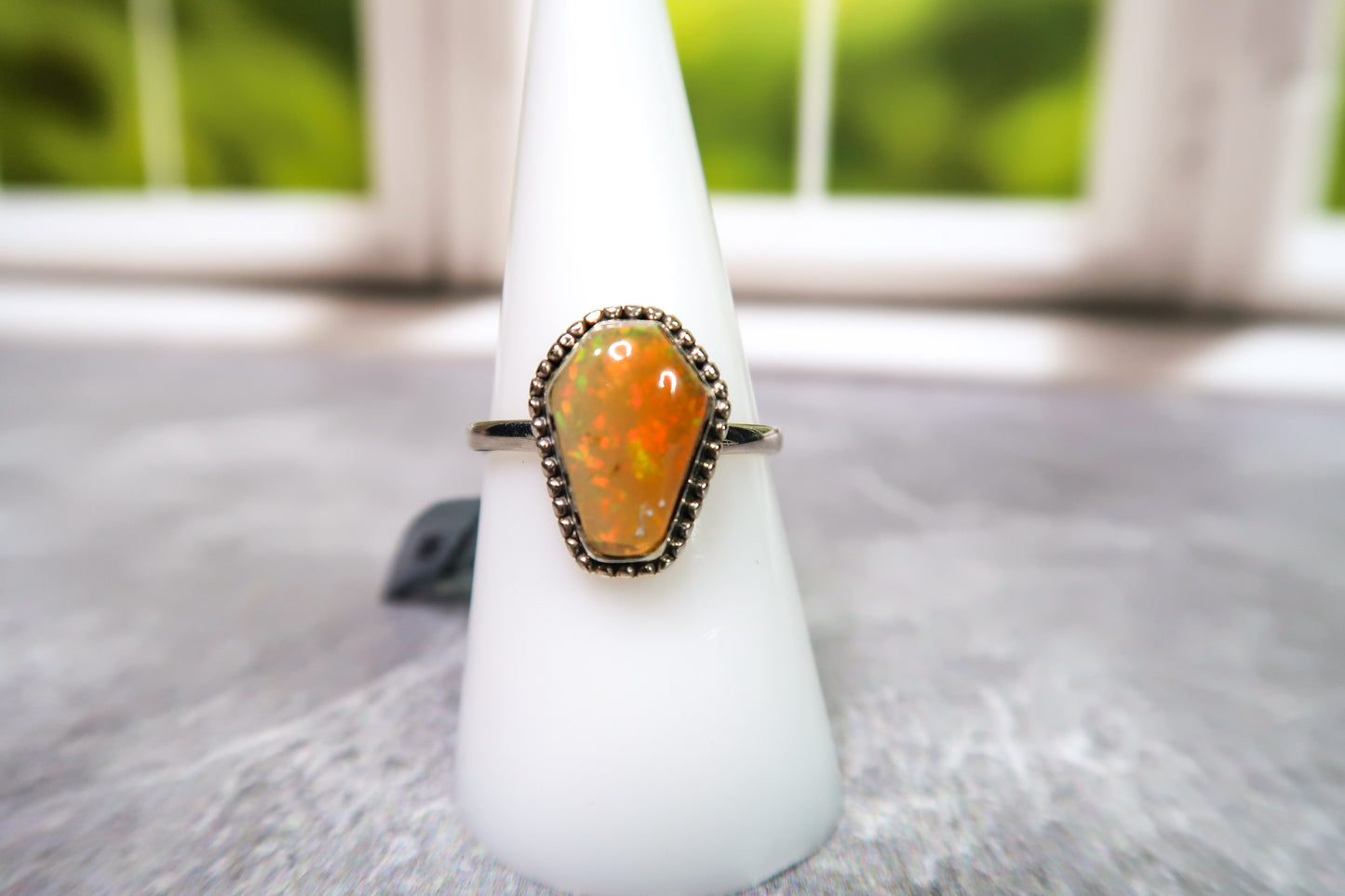 Vibrant Ethiopian Opal Coffin Rings