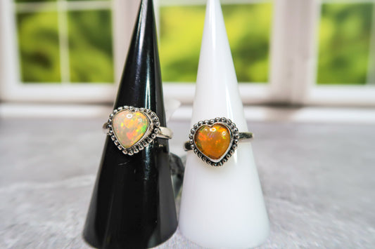 Stunning Ethiopian Opal Heart Rings