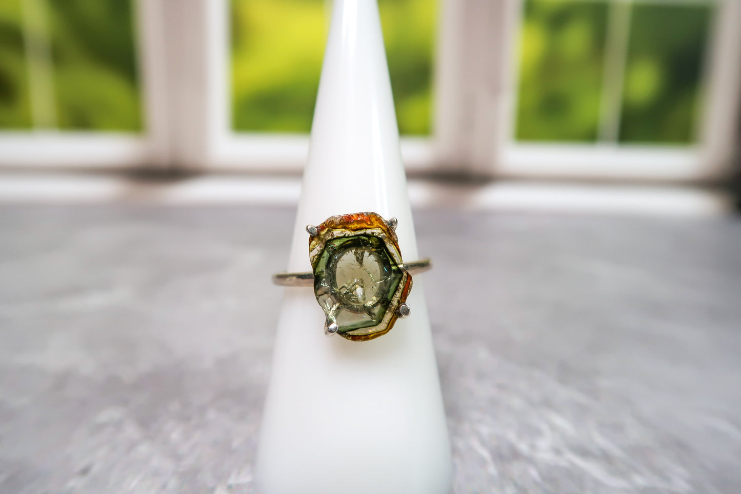 Shimmery Watermelon Tourmaline Sterling Silver Rings