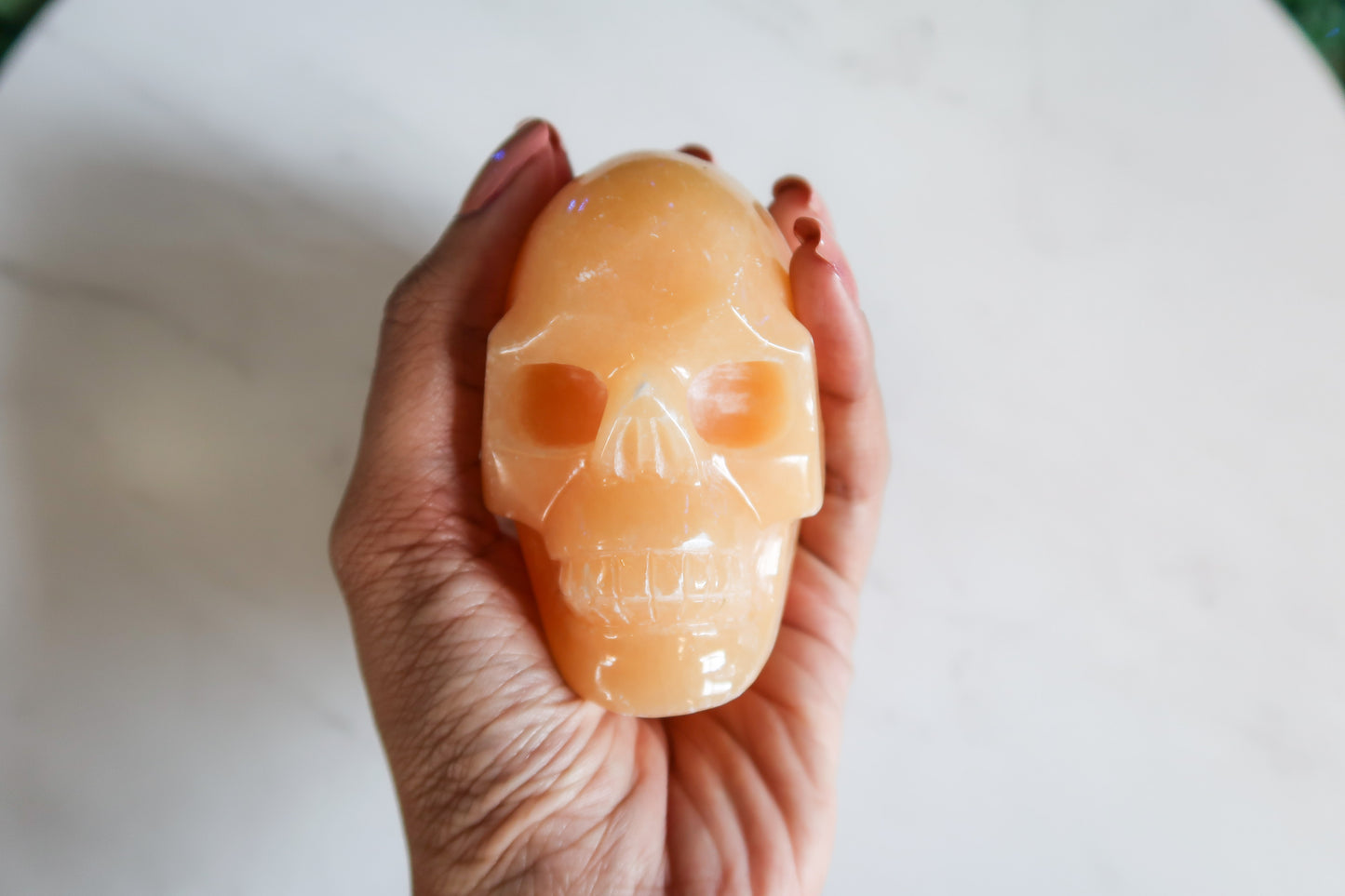 Orange Calcite Skull