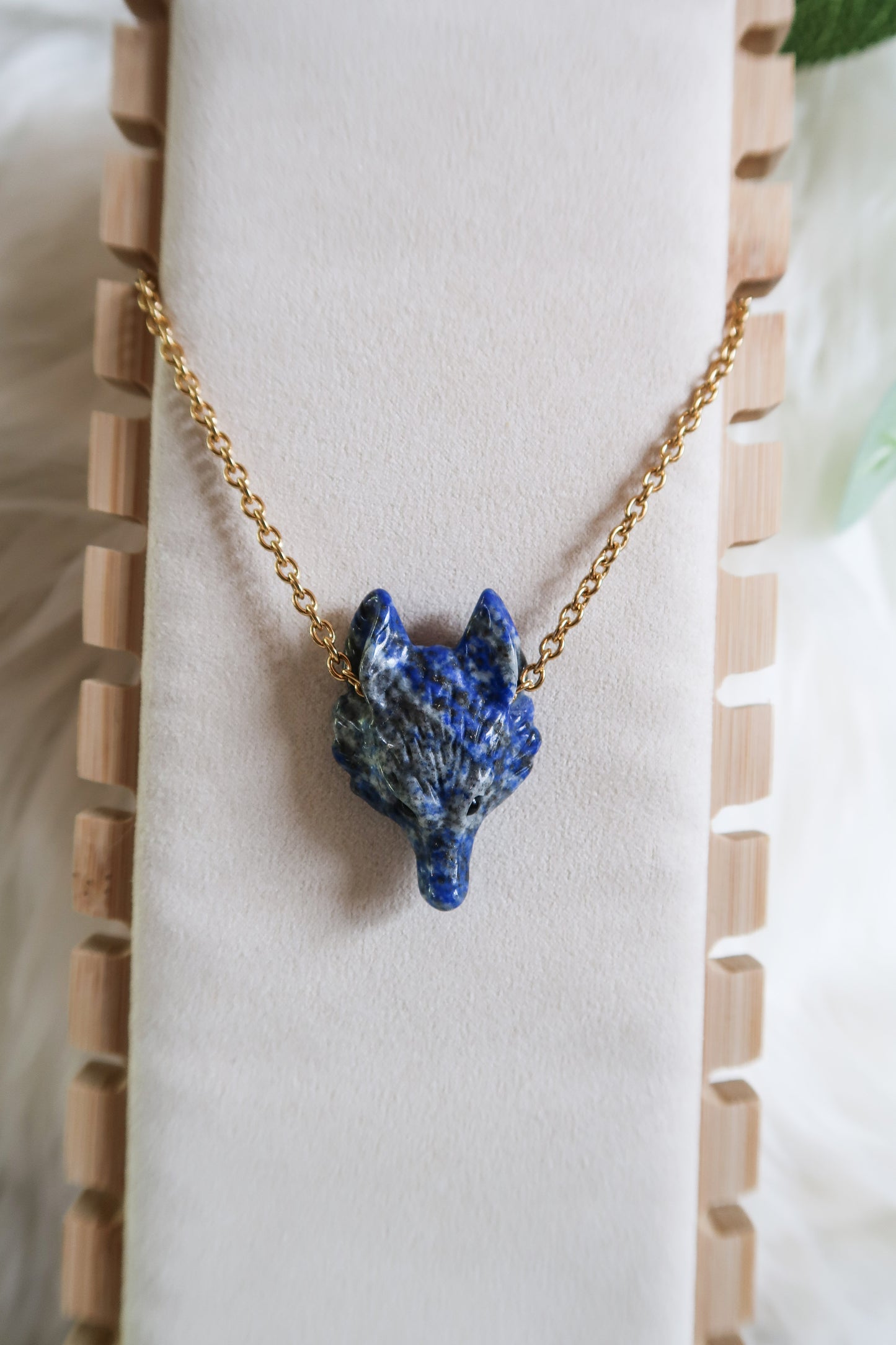 Lapis Lazuli Carved Fox Necklace