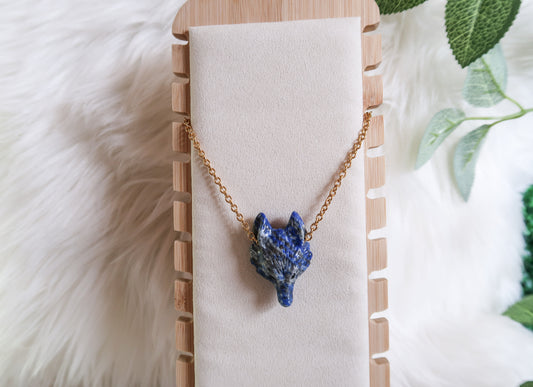 Lapis Lazuli Carved Fox Necklace