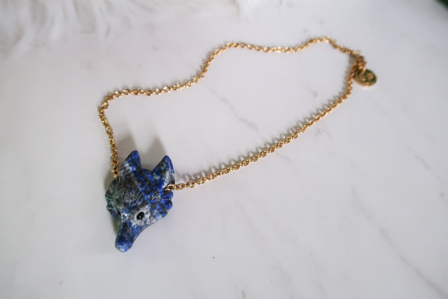 Lapis Lazuli Carved Fox Necklace