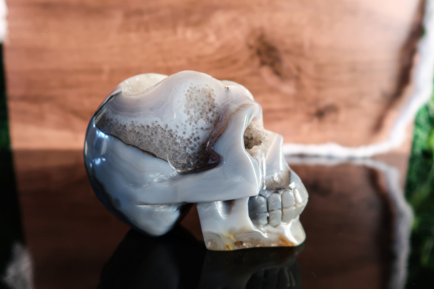 Large Druzy Agate Skull