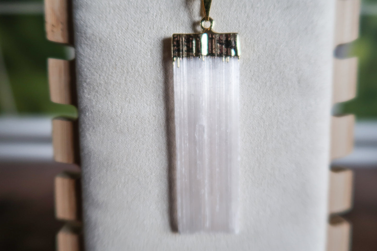 Selenite Crystal Pendant, Silver