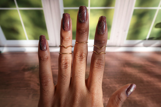 Gold Midi Chevron Rings