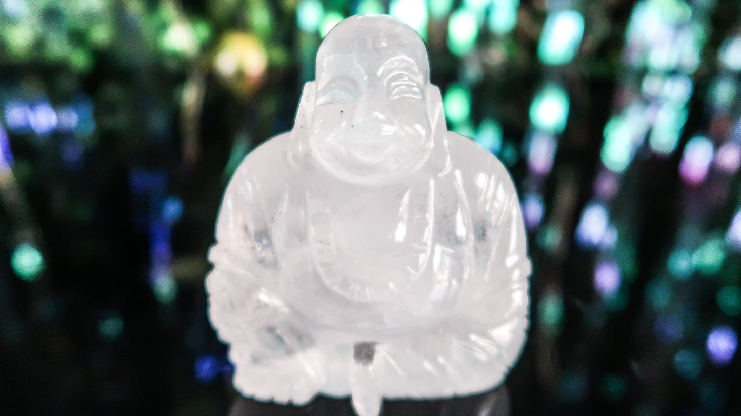 Clear Quartz Happy Buddha Carving