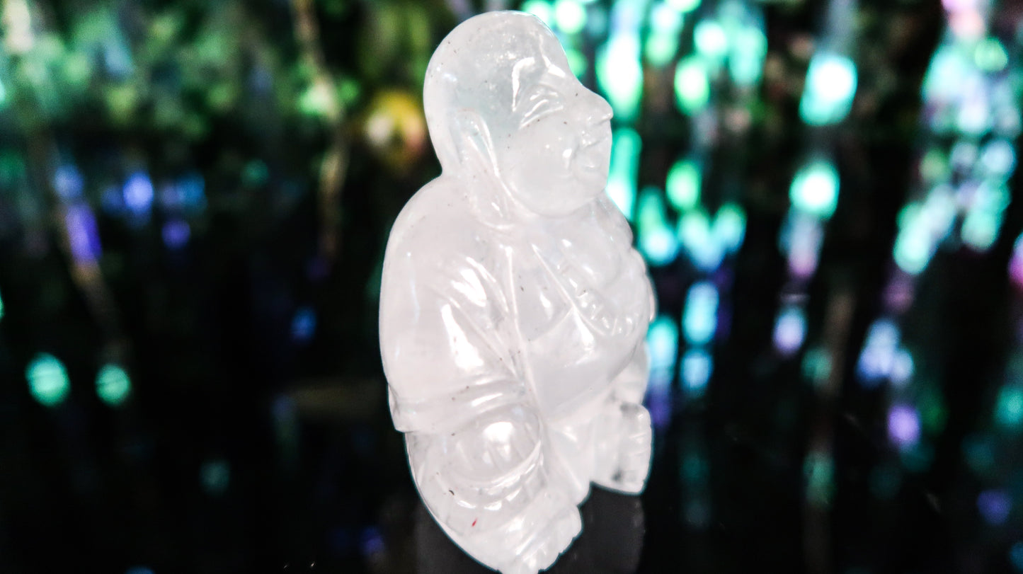 Clear Quartz Happy Buddha Carving