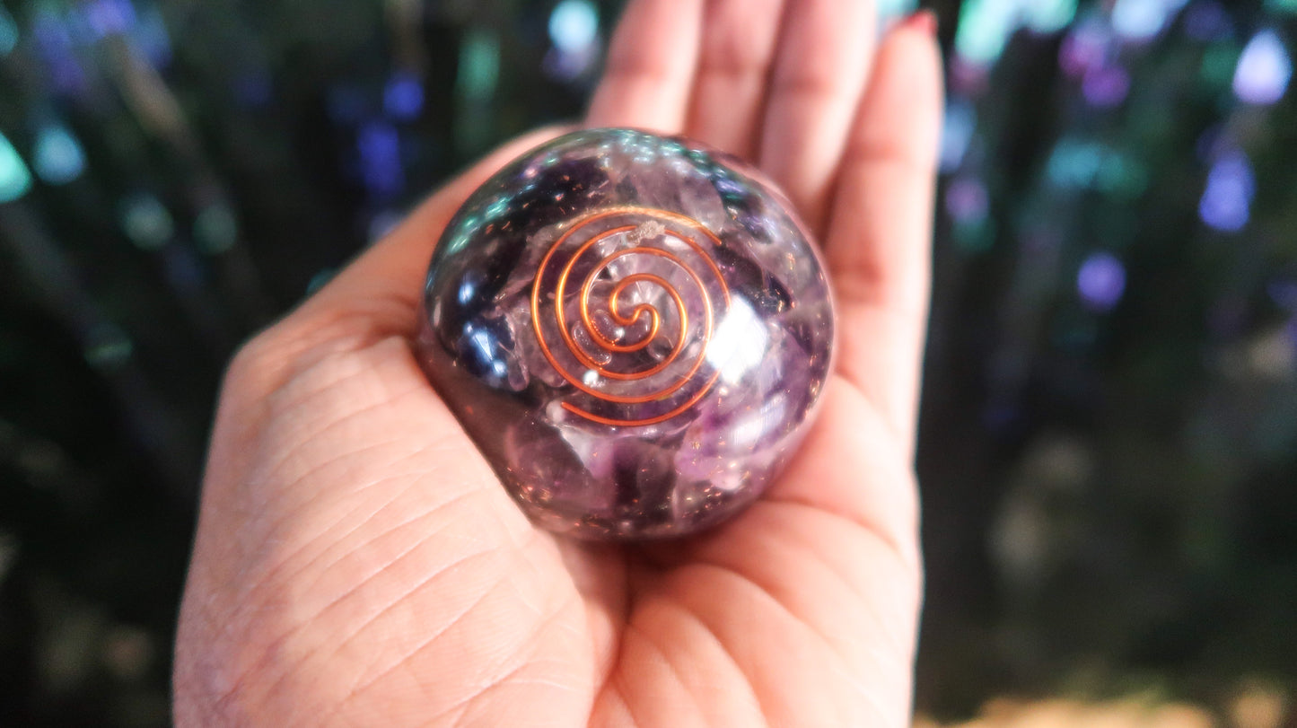 Amethyst Orgone Gemstone Sphere