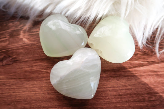 Green Calcite Crystal Hearts