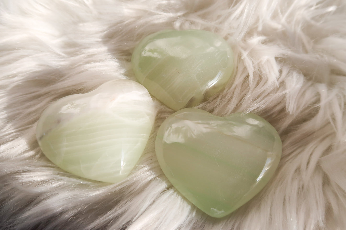 Green Calcite Crystal Hearts