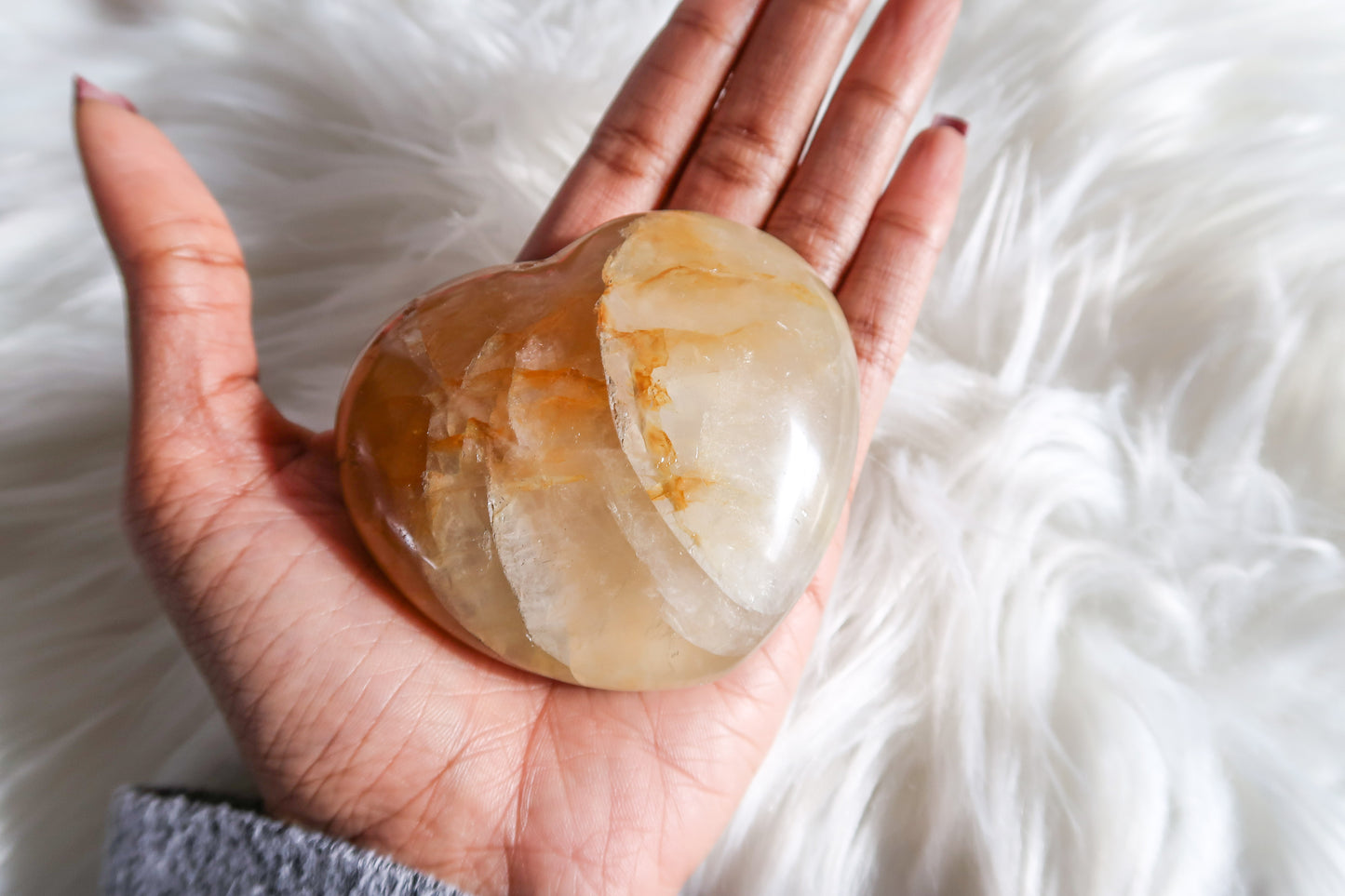 Golden Healer Quartz Crystal Heart