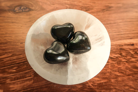 Black Marble Carved Hearts