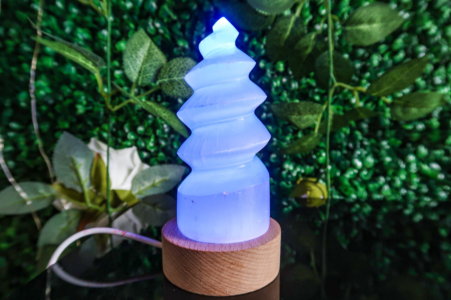 Selenite Spiral Tower Lamp