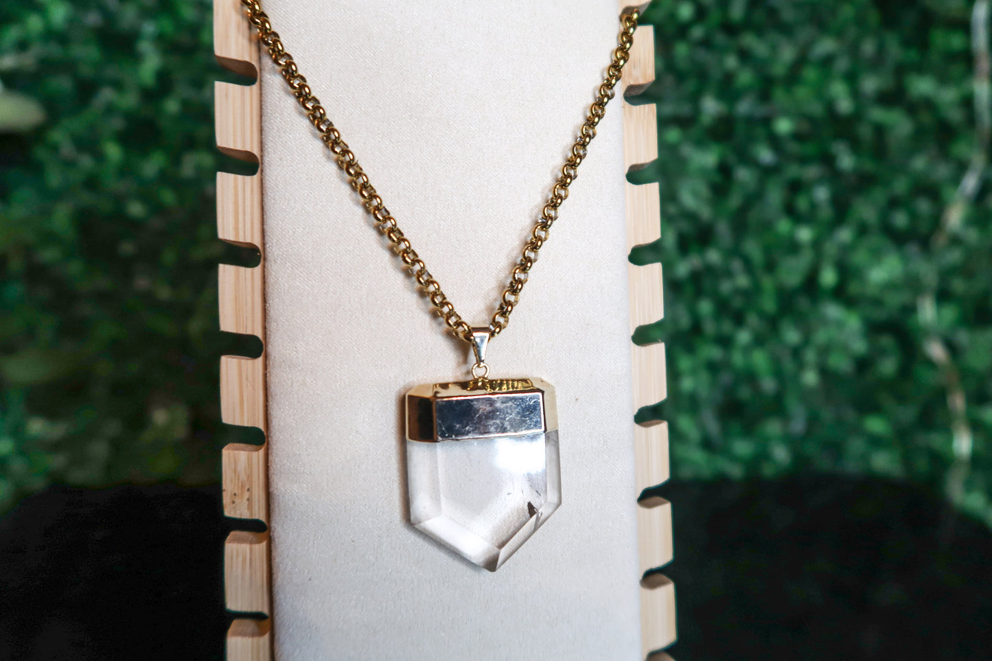 Clear Quartz Pentagon Shield Necklace