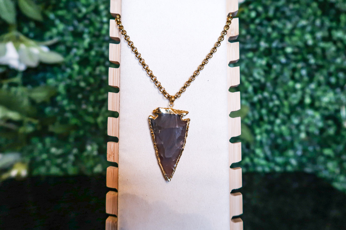 Gold Jasper Rough Arrowhead Necklace