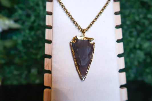 Gold Jasper Rough Arrowhead Necklace