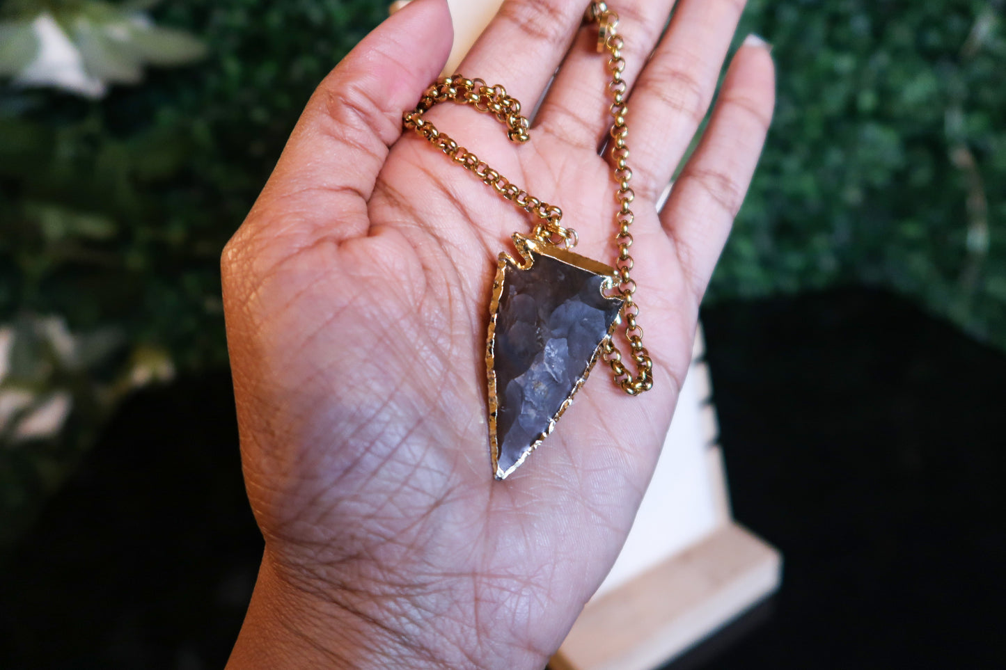 Gold Jasper Rough Arrowhead Necklace