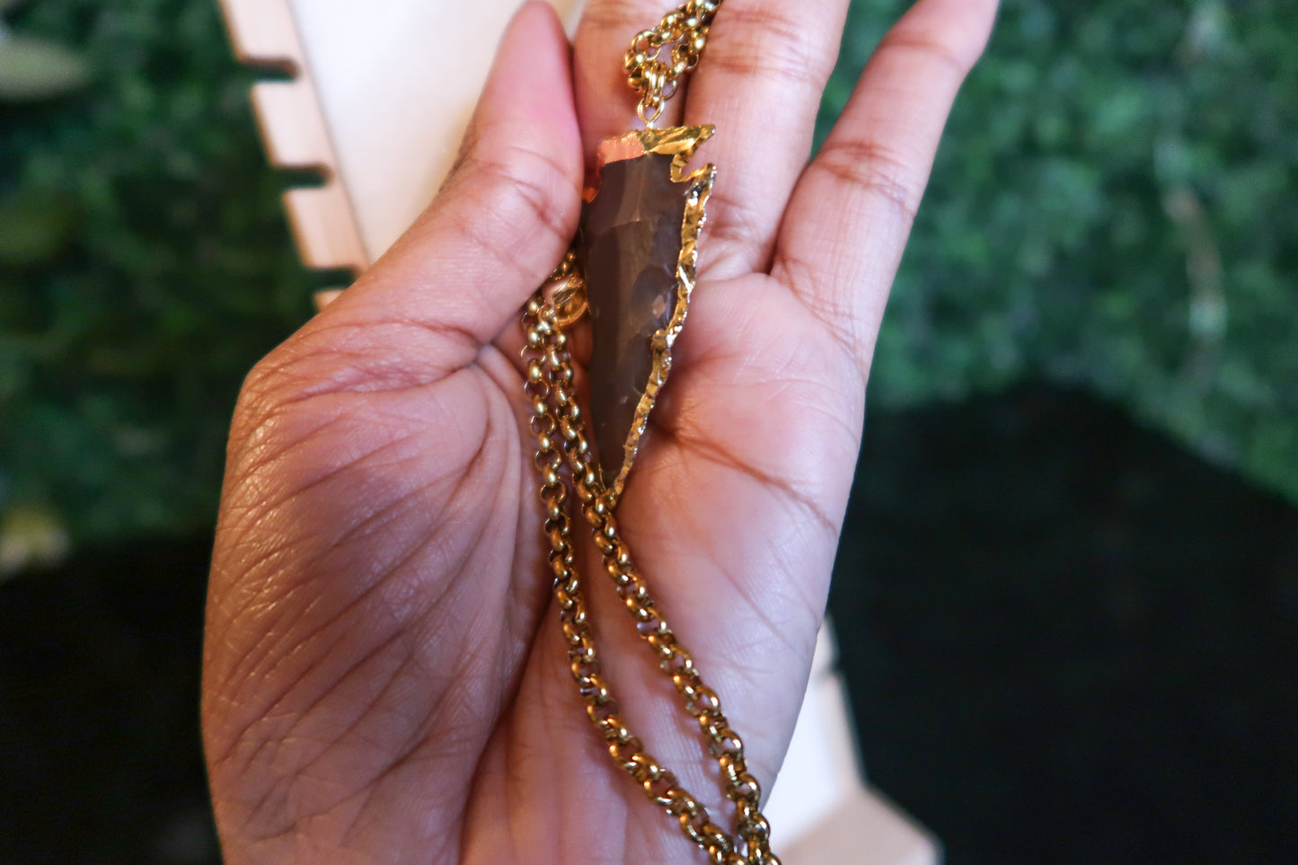 Gold Jasper Rough Arrowhead Necklace