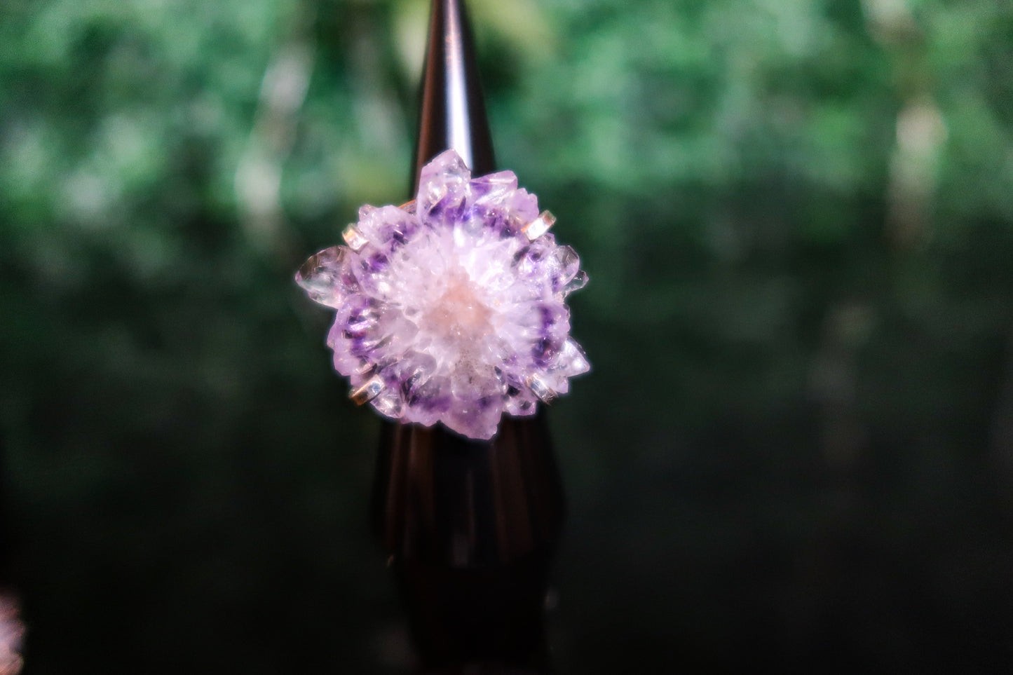 Amethyst Stalactite Slice Statement Ring