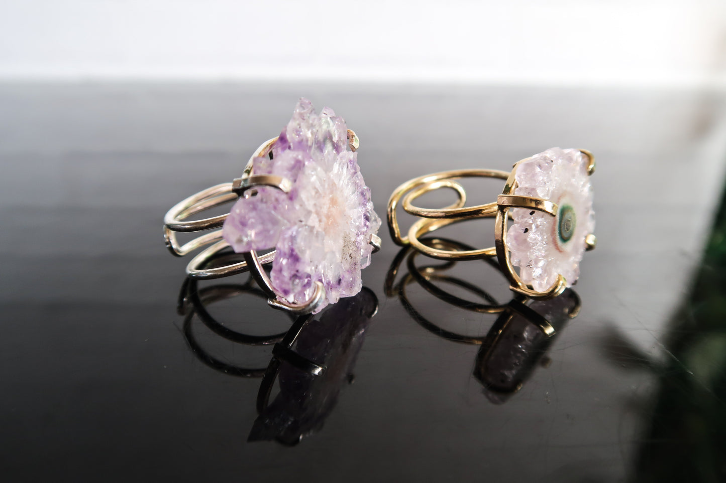 Amethyst Stalactite Slice Statement Ring