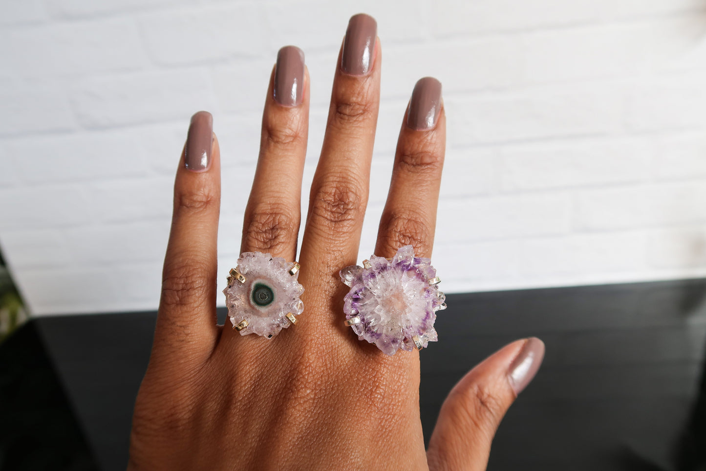 Amethyst Stalactite Slice Statement Ring