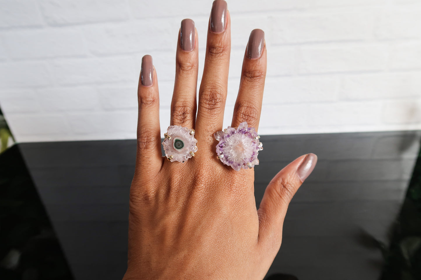 Amethyst Stalactite Slice Statement Ring