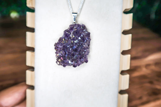 Aura Amethyst Cluster Necklaces